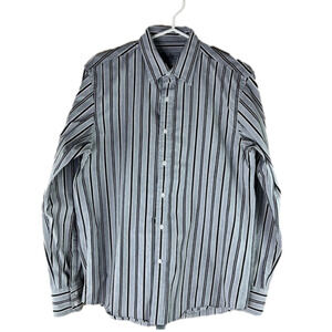 Grafton Men's gray & black striped  button down shirt